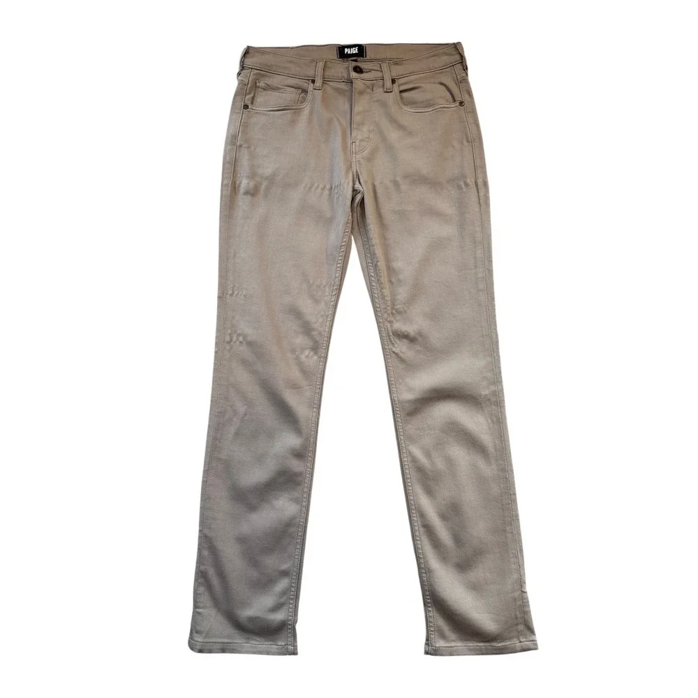 Paige Lennox Slim Fit Pants Mens 31 Khaki Sand Tan W7489 DNM799 Rayon Blend